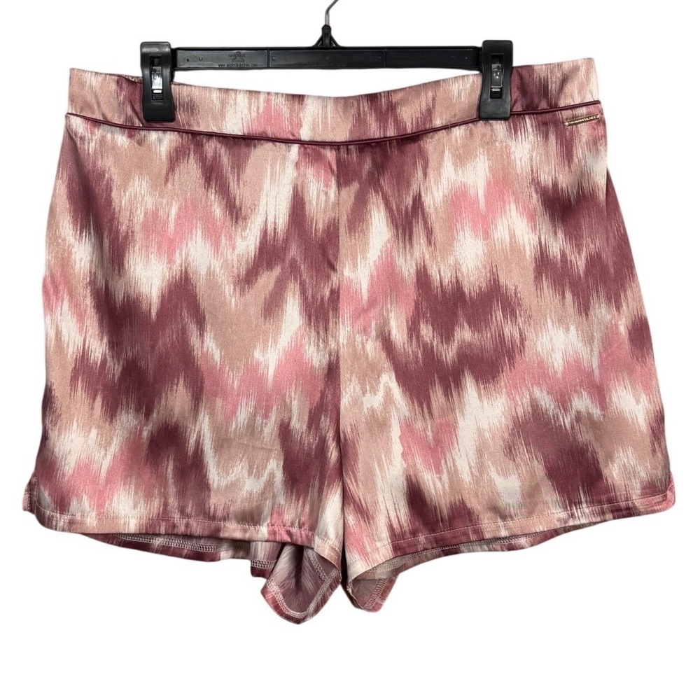 BCBGMAXAZRIA Womens XL Pink Ikat Satin High Rise Shorts WW50888-650-USB